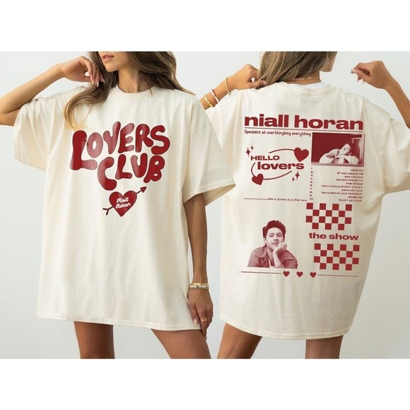 Tops - Niall Horan Lovers Club  Shirt The Show Album Track List Shirt 2 Sided